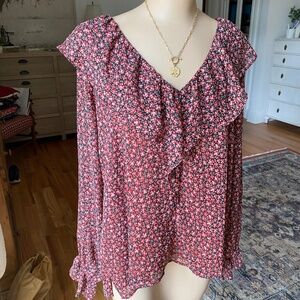 LOFT Ruffle Blouse - Size L